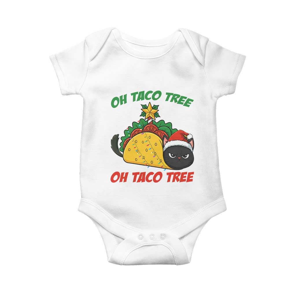 Funny Taco Cat Tree Christmas Baby Onesie TS14 White Print Your Wear