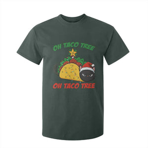 Funny Taco Cat Tree Christmas T Shirt For Kid TS14 Dark Forest Green Print Your Wear