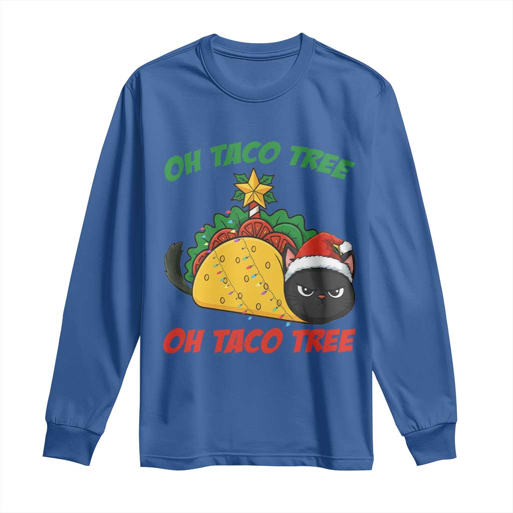 Funny Taco Cat Tree Christmas Long Sleeve Shirt TS14 Royal Blue Print Your Wear