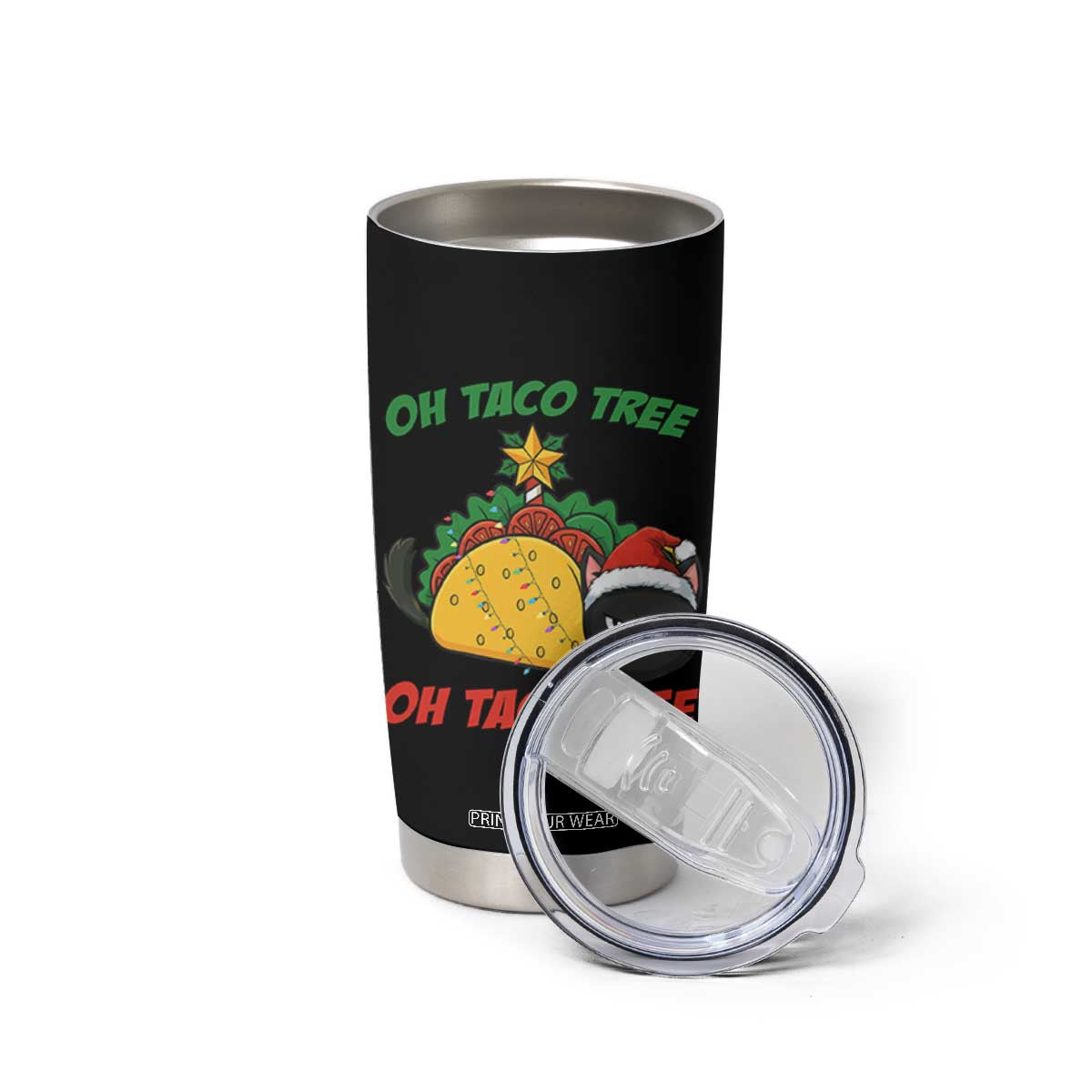 Funny Taco Cat Tree Christmas Tumbler Cup TS14 Print Your Wear
