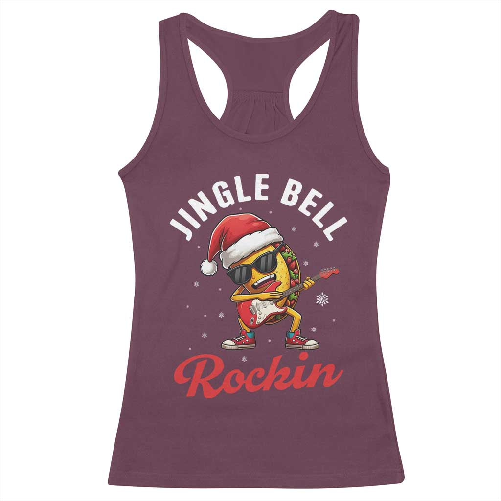 Funny Taco Christmas Racerback Tank Top Jingle Bell Rockin TS14 Maroon Print Your Wear