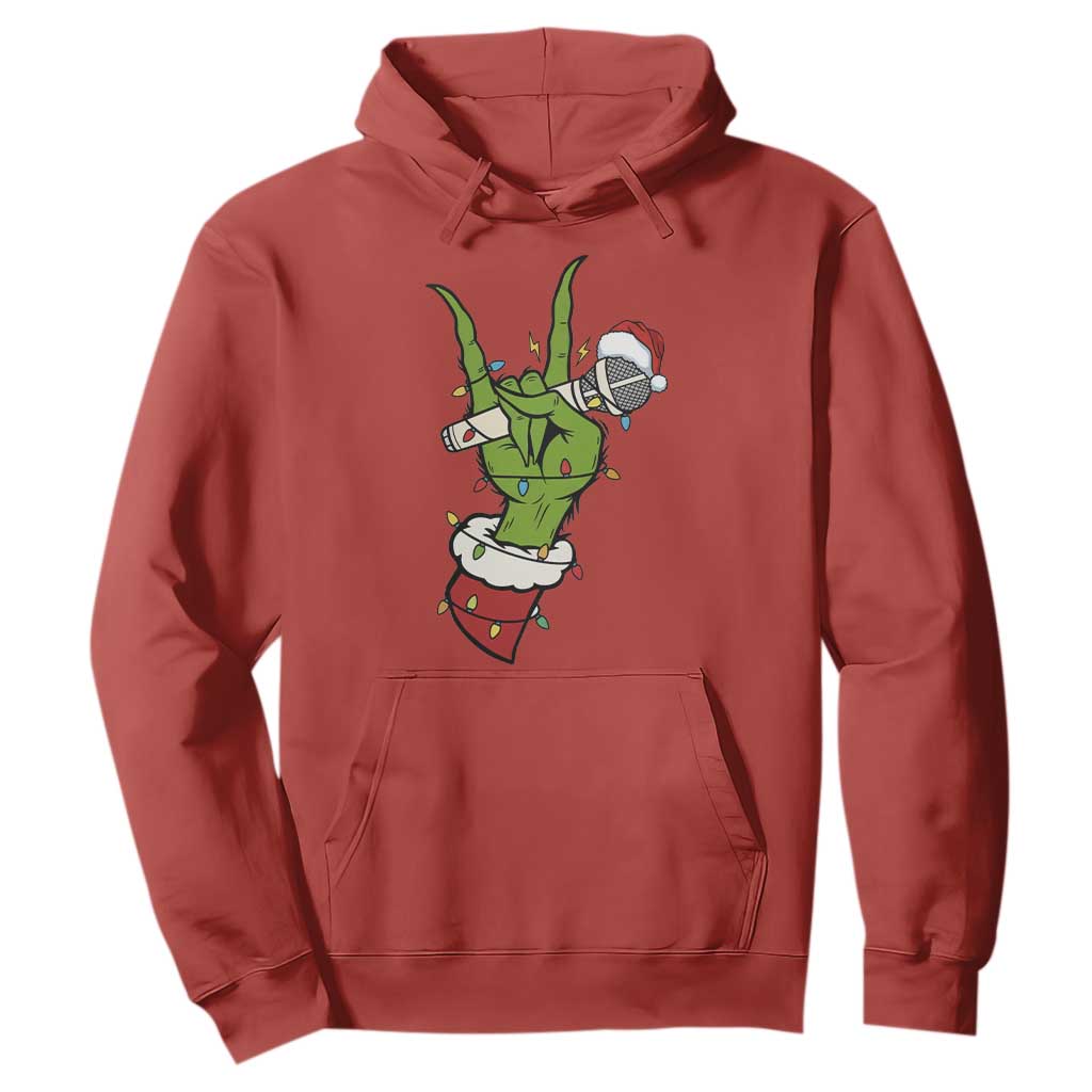 Funny Christmas Rock Hoodie Rock Green Hand Style Xmas TS14 Red Print Your Wear