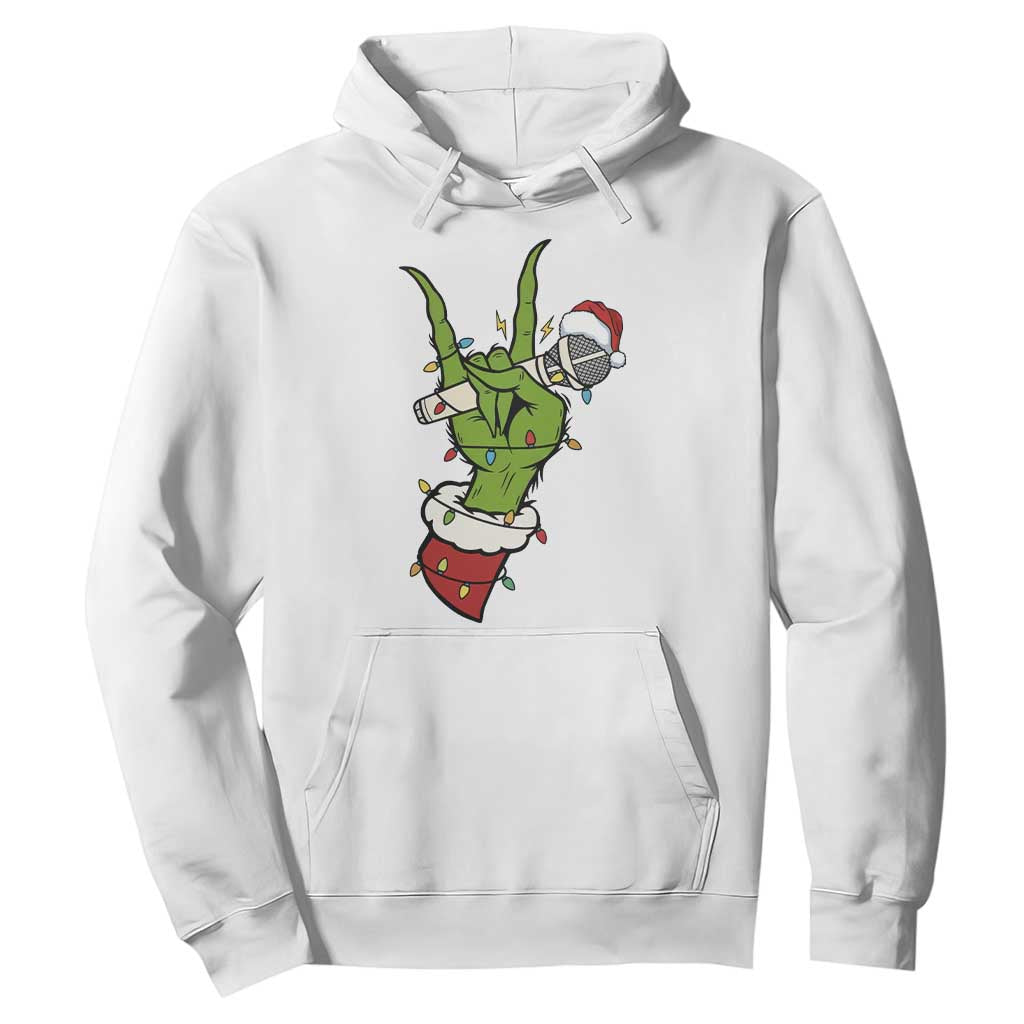 Funny Christmas Rock Hoodie Rock Green Hand Style Xmas TS14 White Print Your Wear