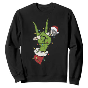 Funny Christmas Rock Sweatshirt Rock Green Hand Style Xmas TS14 Black Print Your Wear