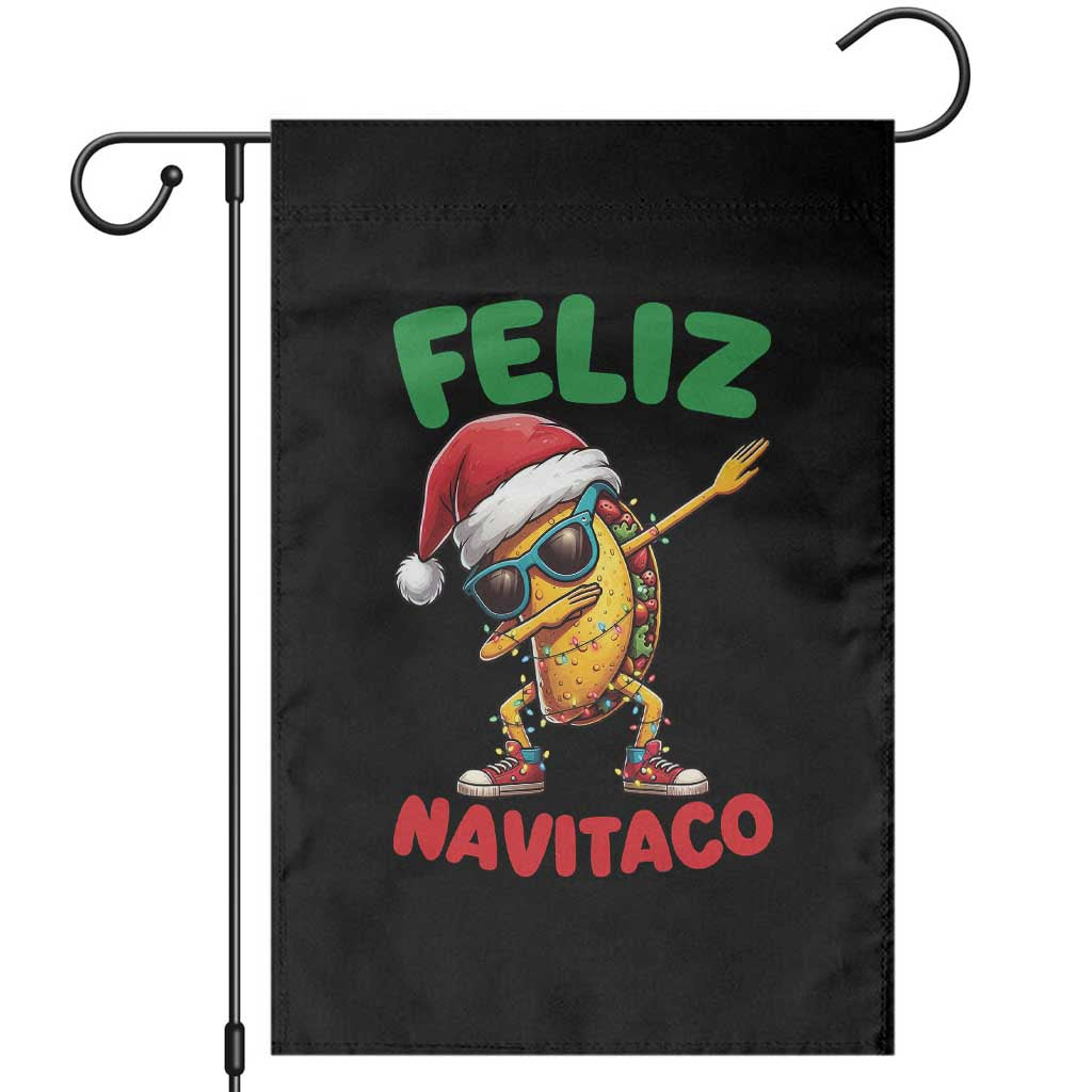 Funny Taco Mexican Christmas Garden Flag Feliz Navitaco TS14 Black Print Your Wear