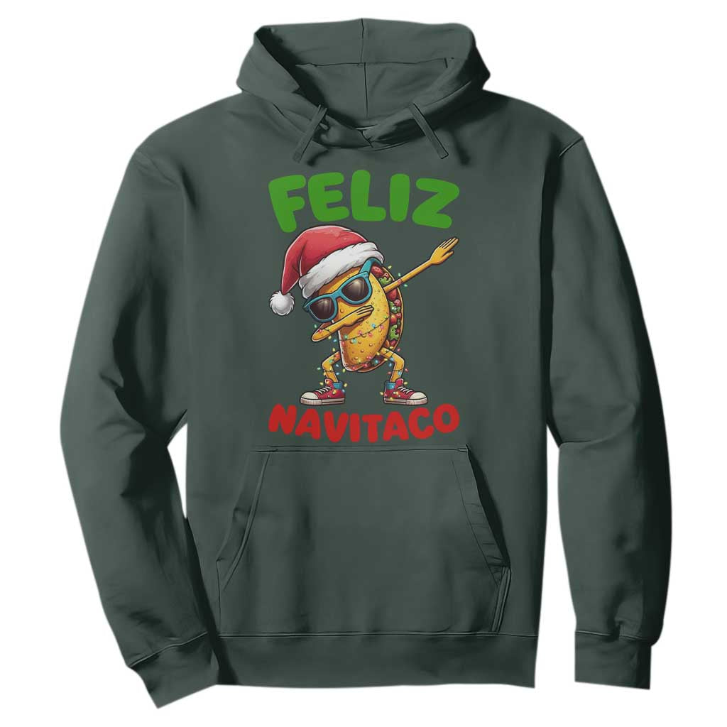 Funny Taco Mexican Christmas Hoodie Feliz Navitaco TS14 Dark Forest Green Print Your Wear