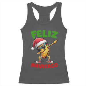 Funny Taco Mexican Christmas Racerback Tank Top Feliz Navitaco TS14 Dark Heather Print Your Wear