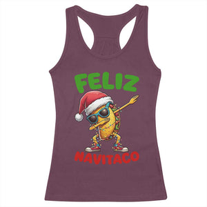 Funny Taco Mexican Christmas Racerback Tank Top Feliz Navitaco TS14 Maroon Print Your Wear