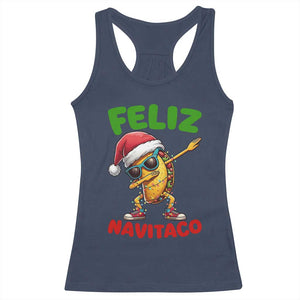 Funny Taco Mexican Christmas Racerback Tank Top Feliz Navitaco TS14 Navy Print Your Wear