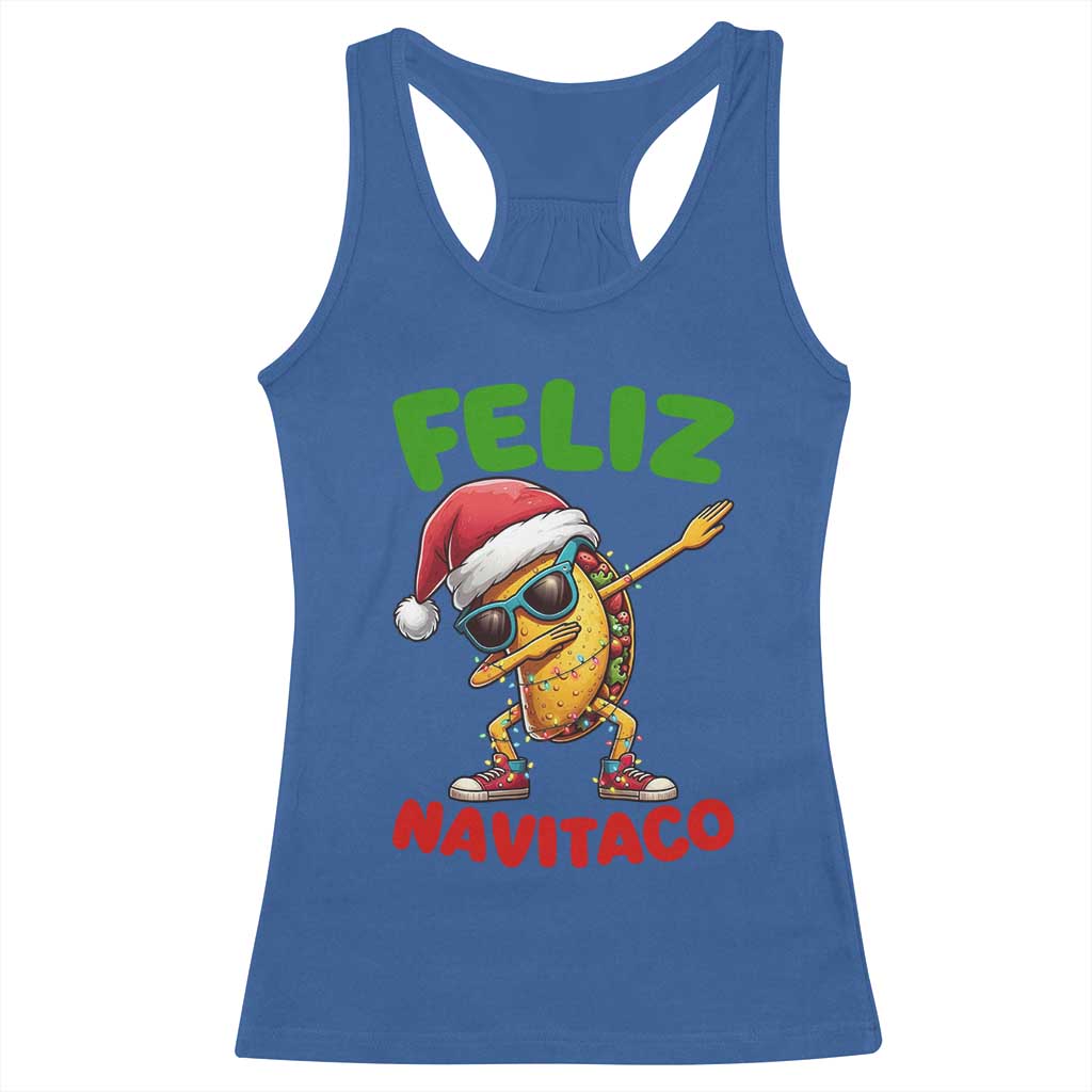 Funny Taco Mexican Christmas Racerback Tank Top Feliz Navitaco TS14 Royal Blue Print Your Wear