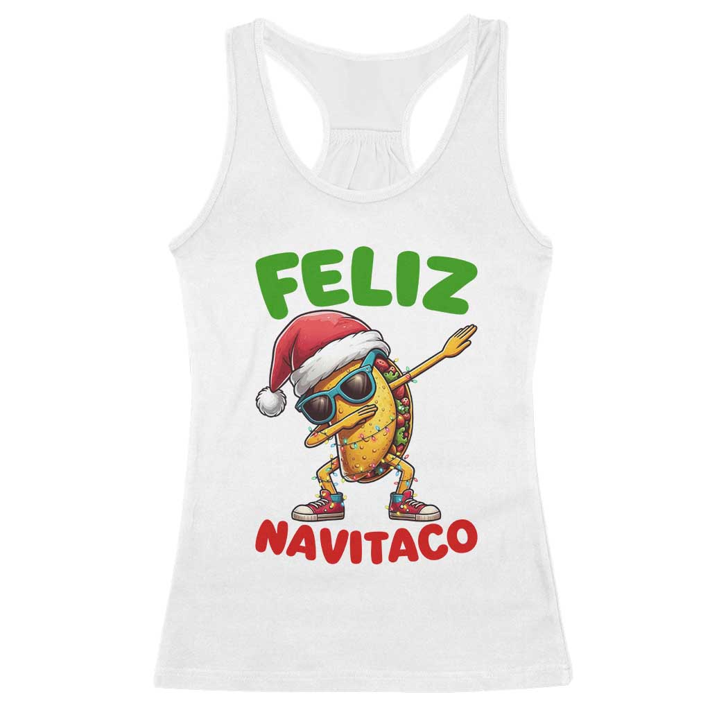 Funny Taco Mexican Christmas Racerback Tank Top Feliz Navitaco TS14 White Print Your Wear