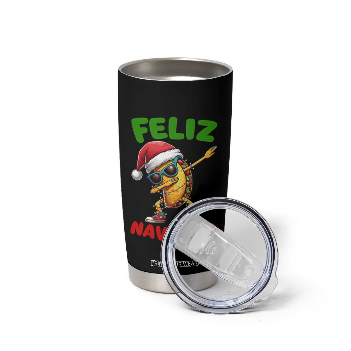 Funny Taco Mexican Christmas Tumbler Cup Feliz Navitaco TS14 Print Your Wear