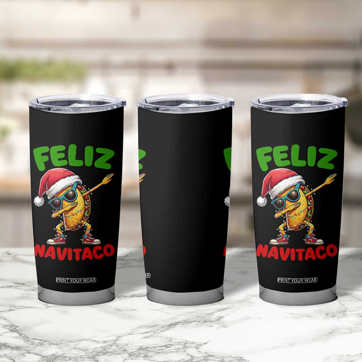 Funny Taco Mexican Christmas Tumbler Cup Feliz Navitaco TS14 Print Your Wear