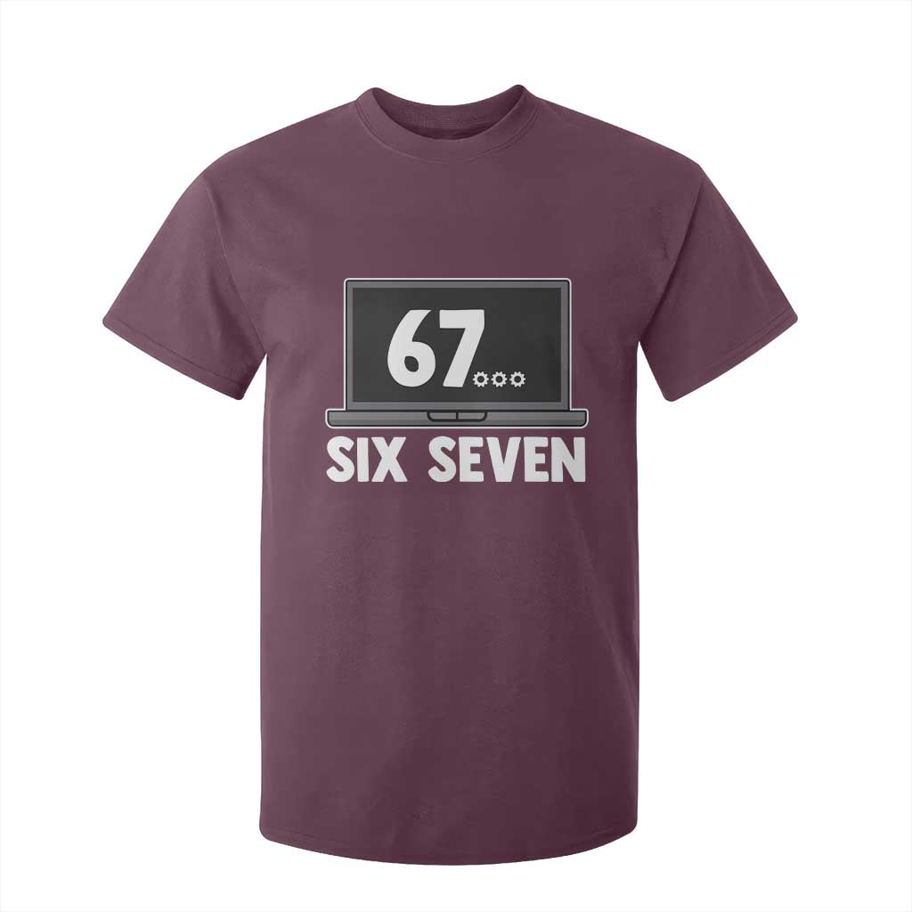 67 Six Seven Meme T Shirt For Kid Funny Tech Support TS14 Maroon Print Your Wear