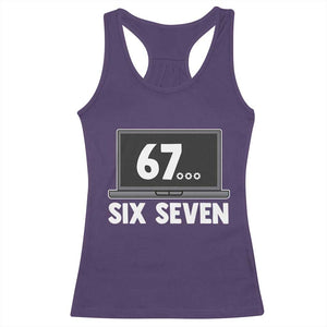 67 Six Seven Meme Racerback Tank Top Funny Tech Support TS14 Purple Print Your Wear