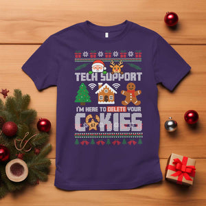 Funny Tech Support Christmas T Shirt I Am Here To Delete Your Cookies TS14 Purple Print Your Wear