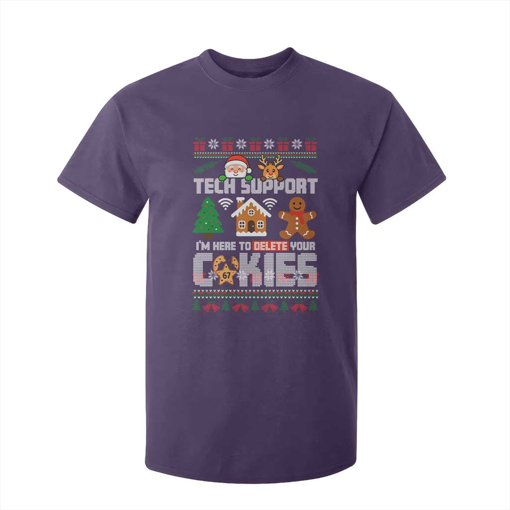 Funny Tech Support Christmas T Shirt For Kid I Am Here To Delete Your Cookies TS14 Purple Print Your Wear