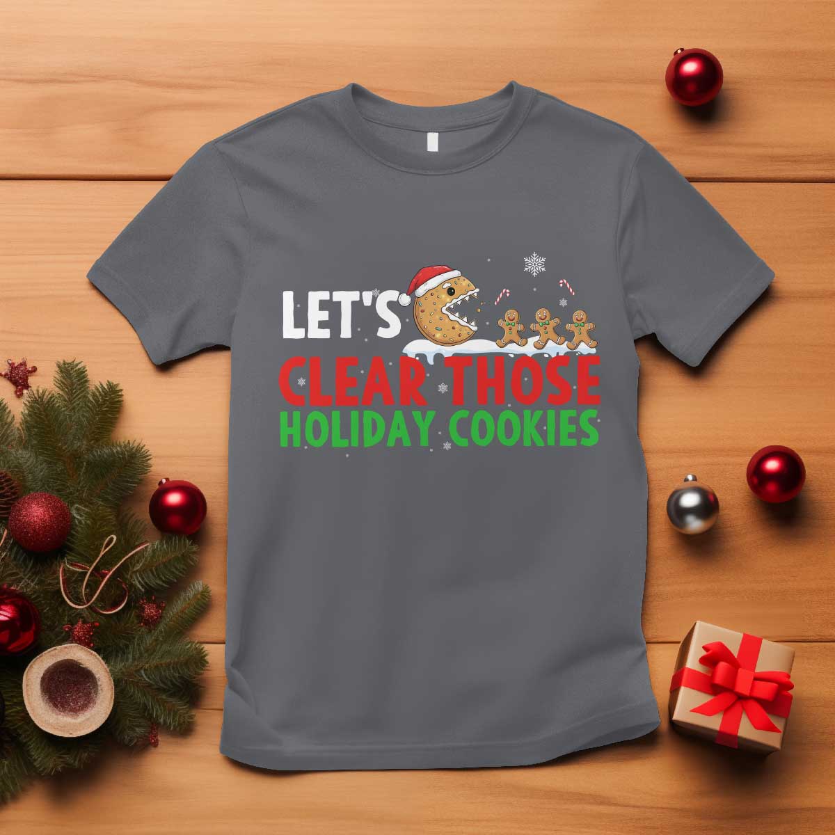 Tech Support Christmas T Shirt Let Is Clear Those Holiday Cookies TS14 Charcoal Print Your Wear