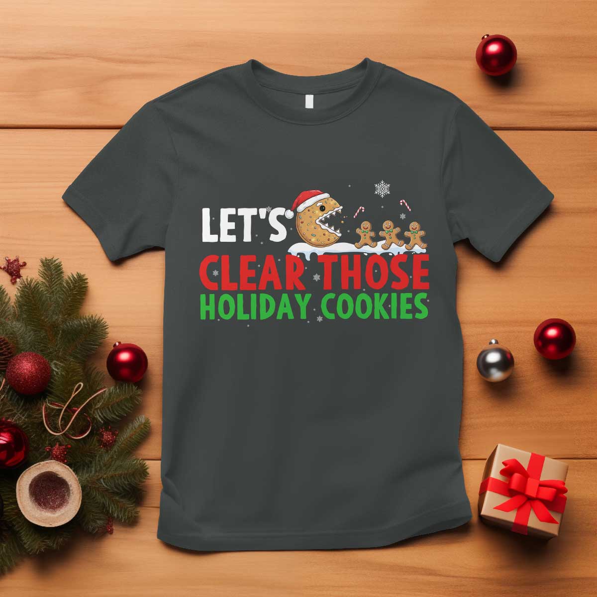Tech Support Christmas T Shirt Let Is Clear Those Holiday Cookies TS14 Dark Heather Print Your Wear