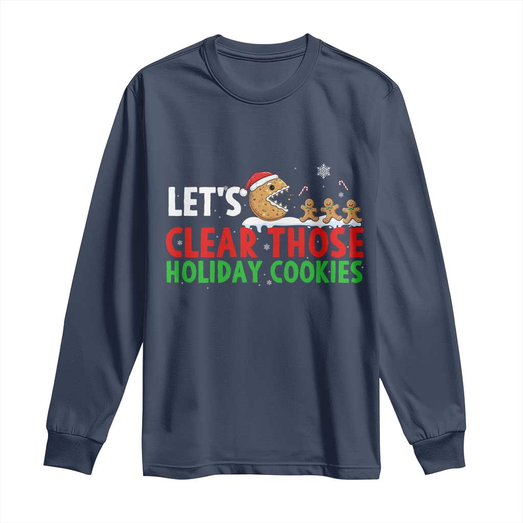Tech Support Christmas Long Sleeve Shirt Let Is Clear Those Holiday Cookies TS14 Navy Print Your Wear