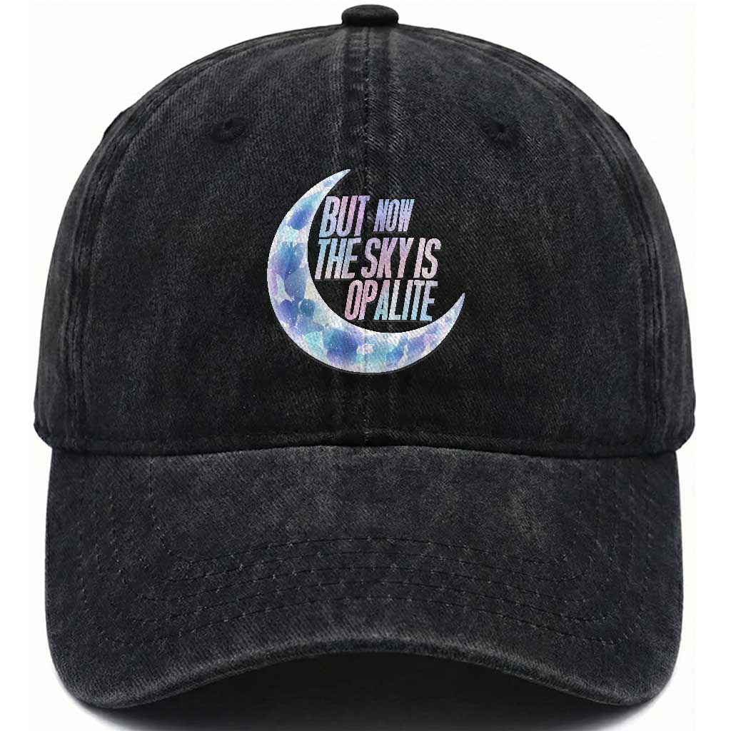 The Sky Is Opalite Moonstone Mystical Crystal Lover Washed Cotton Baseball Cap TS14 Washed Cap Universal Fit Black Print Your Wear