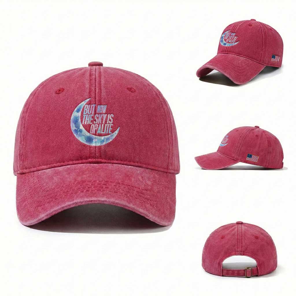 The Sky Is Opalite Moonstone Mystical Crystal Lover Washed Cotton Baseball Cap TS14 Washed Cap Universal Fit Red Print Your Wear
