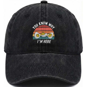 Funny Thanksgiving Dinner Washed Cotton Baseball Cap You Know Why I Am Here TS14 Washed Cap Universal Fit Black Print Your Wear