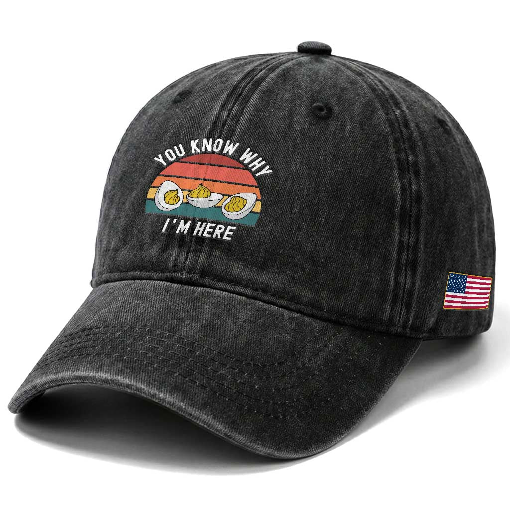 Funny Thanksgiving Dinner Washed Cotton Baseball Cap You Know Why I Am Here TS14 Print Your Wear