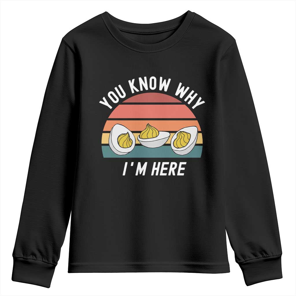Funny Thanksgiving Dinner Youth Sweatshirt You Know Why I Am Here TS14 Black Print Your Wear