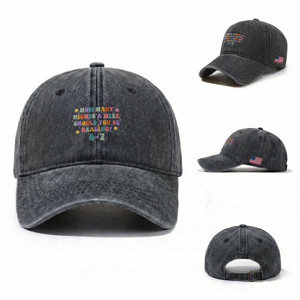 67 Six Seven Meme Washed Cotton Baseball Cap Funny Reading Book Lover TS14 Washed Cap Universal Fit Dark Gray Print Your Wear