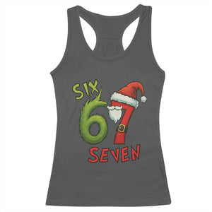 67 Six Seven Christmas Meme Racerback Tank Top Funny Santa Xmas TS14 Dark Heather Print Your Wear