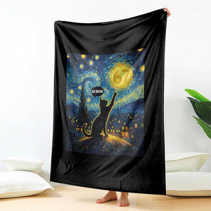 67 Cat Meme Throw Blanket Funny Six Seven Cat Starry Night Van Gogh TS14 Print Your Wear