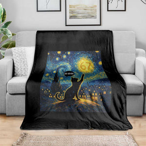 67 Cat Meme Throw Blanket Funny Six Seven Cat Starry Night Van Gogh TS14 Print Your Wear