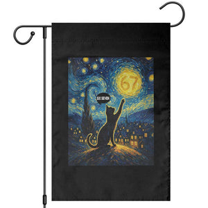 67 Cat Meme Garden Flag Funny Six Seven Cat Starry Night Van Gogh TS14 Black Print Your Wear