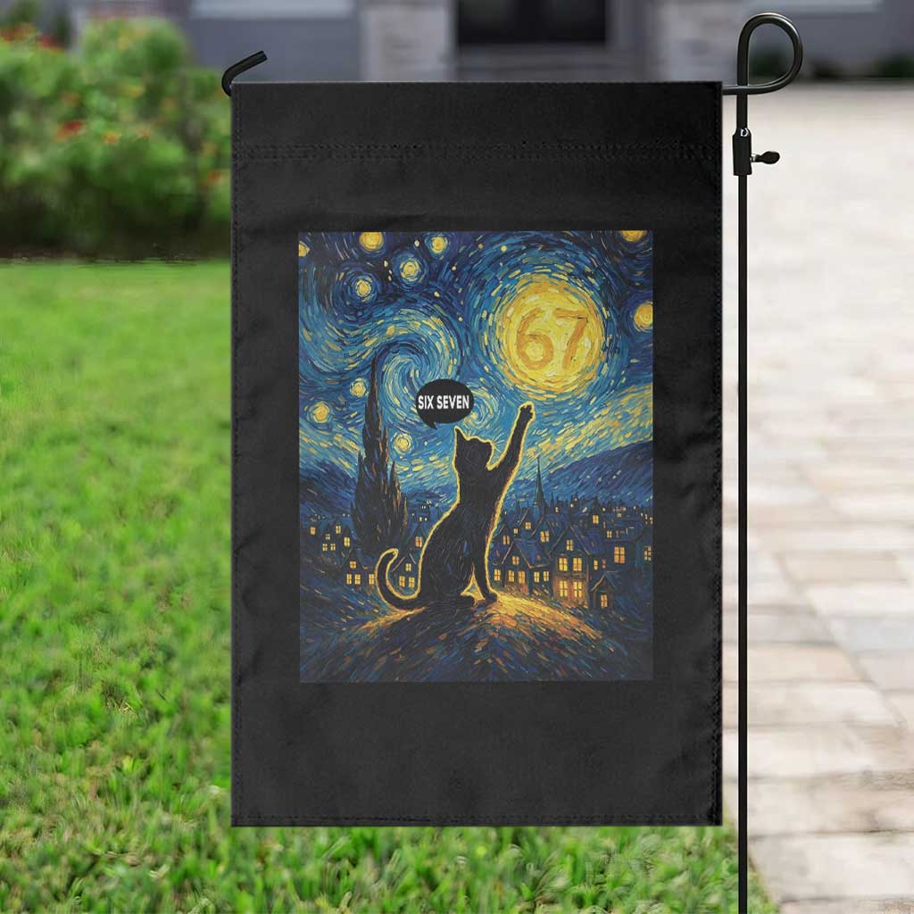 67 Cat Meme Garden Flag Funny Six Seven Cat Starry Night Van Gogh TS14 Print Your Wear