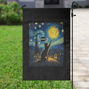 67 Cat Meme Garden Flag Funny Six Seven Cat Starry Night Van Gogh TS14 Print Your Wear