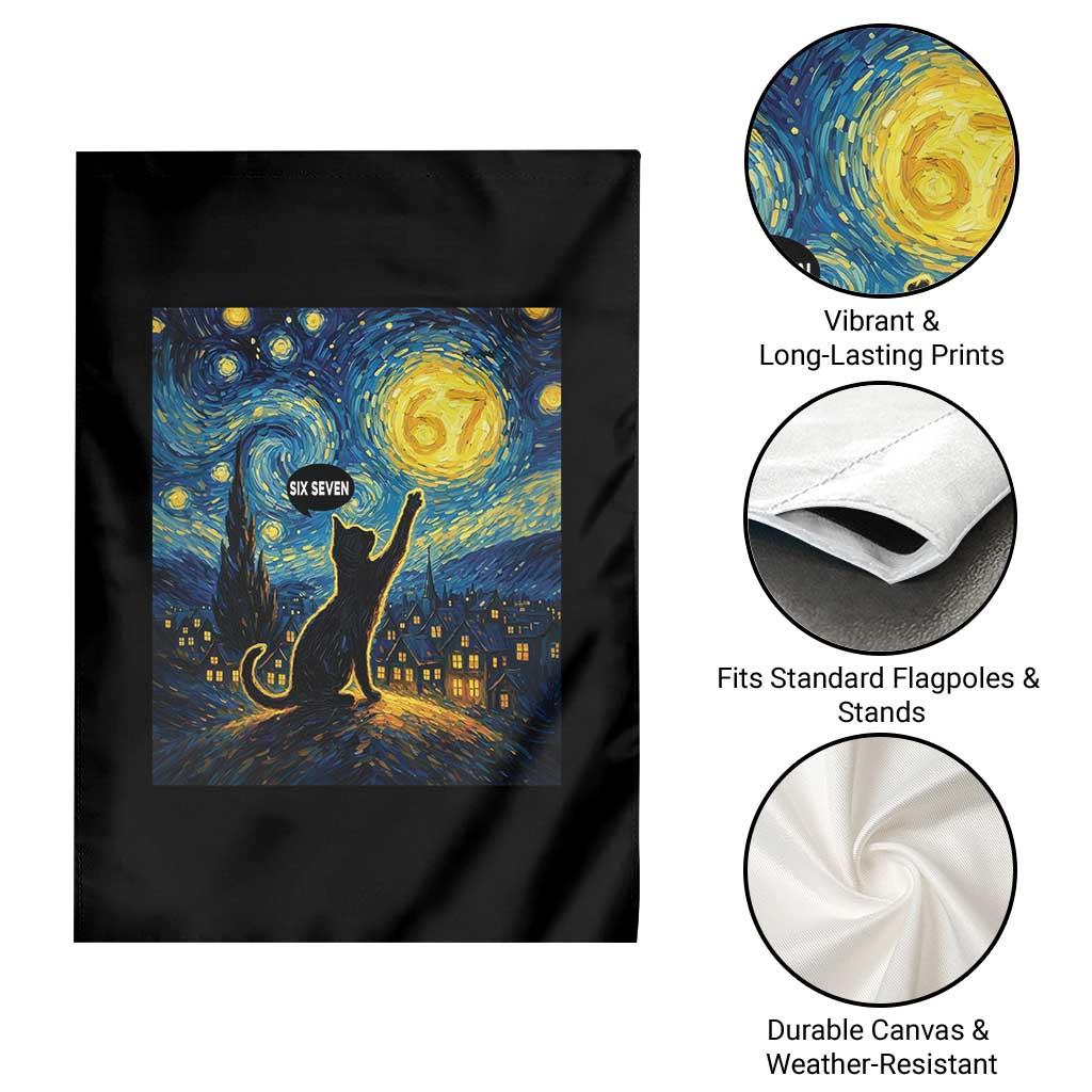 67 Cat Meme Garden Flag Funny Six Seven Cat Starry Night Van Gogh TS14 Print Your Wear