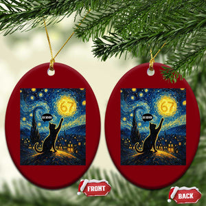 67 Cat Meme Ceramic Ornament Funny Six Seven Cat Starry Night Van Gogh TS14 Print Your Wear