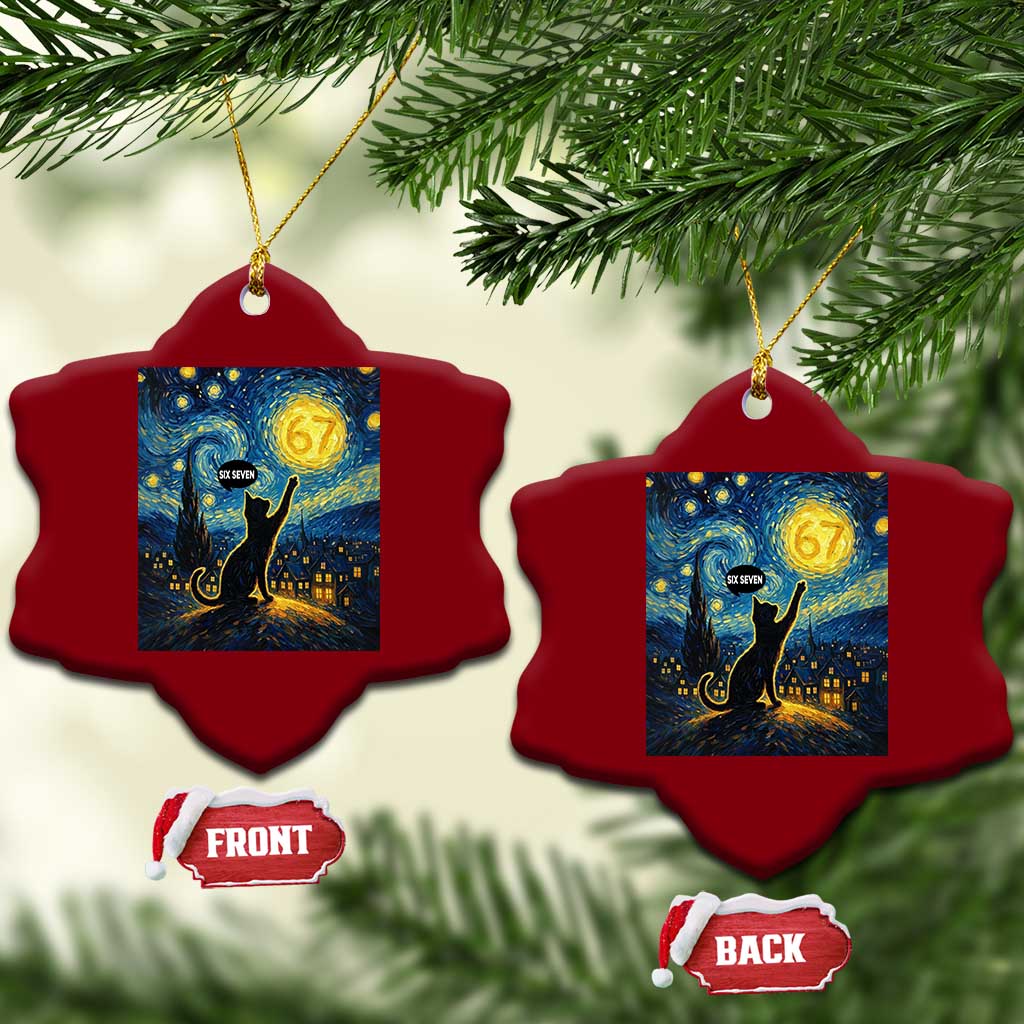 67 Cat Meme Ceramic Ornament Funny Six Seven Cat Starry Night Van Gogh TS14 Print Your Wear