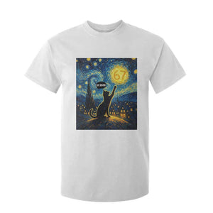 67 Cat Meme T Shirt For Kid Funny Six Seven Cat Starry Night Van Gogh TS14 White Print Your Wear
