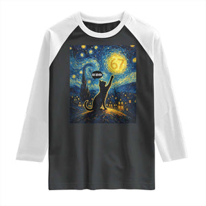 67 Cat Meme Raglan Shirt Funny Six Seven Cat Starry Night Van Gogh TS14 Black White Print Your Wear