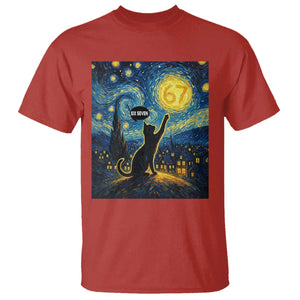 67 Cat Meme T Shirt Funny Six Seven Cat Starry Night Van Gogh TS14 Red Print Your Wear