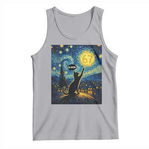 67 Cat Meme Tank Top Funny Six Seven Cat Starry Night Van Gogh TS14 Athletic Heather Print Your Wear