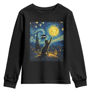 67 Cat Meme Youth Sweatshirt Funny Six Seven Cat Starry Night Van Gogh TS14 Black Print Your Wear