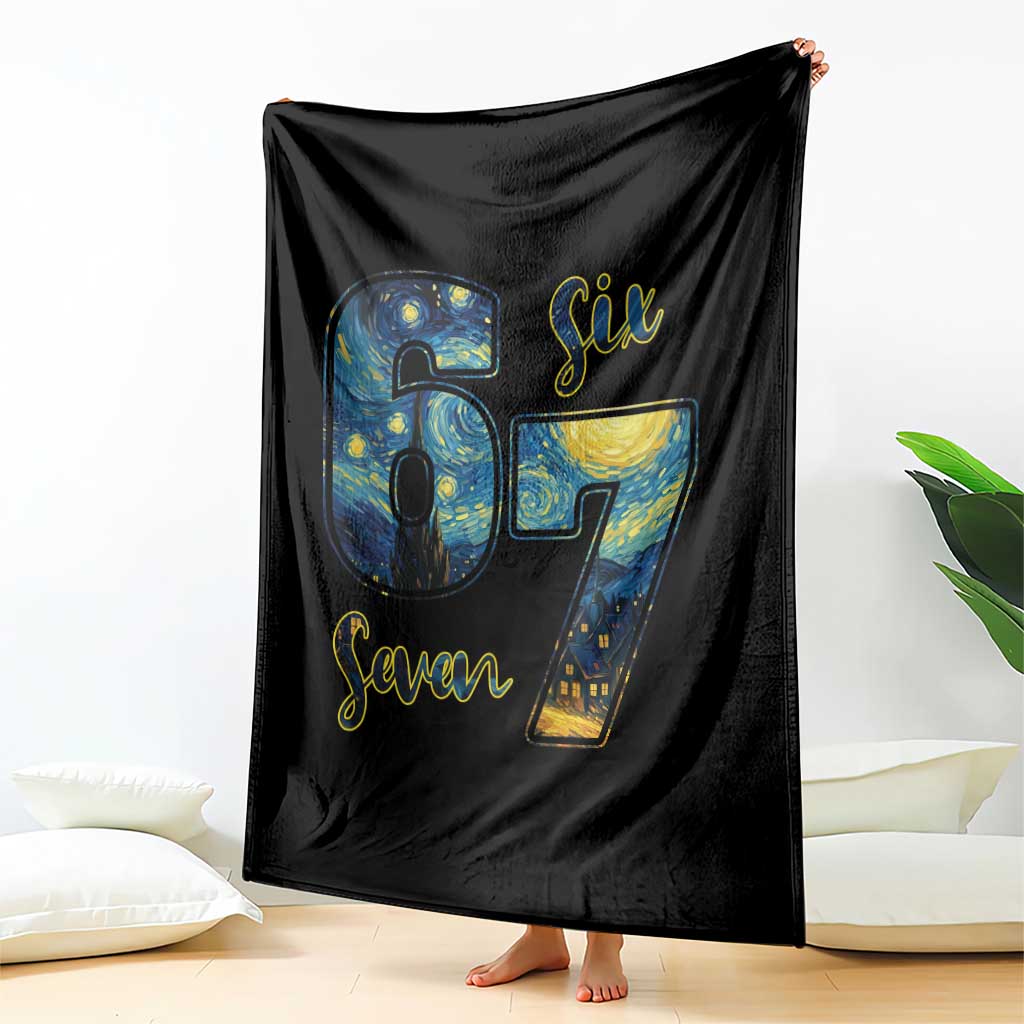 67 Six Seven Meme Throw Blanket Starry Night Van Gogh TS14 Print Your Wear