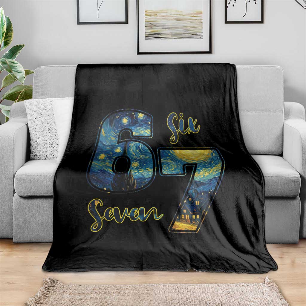 67 Six Seven Meme Throw Blanket Starry Night Van Gogh TS14 Print Your Wear
