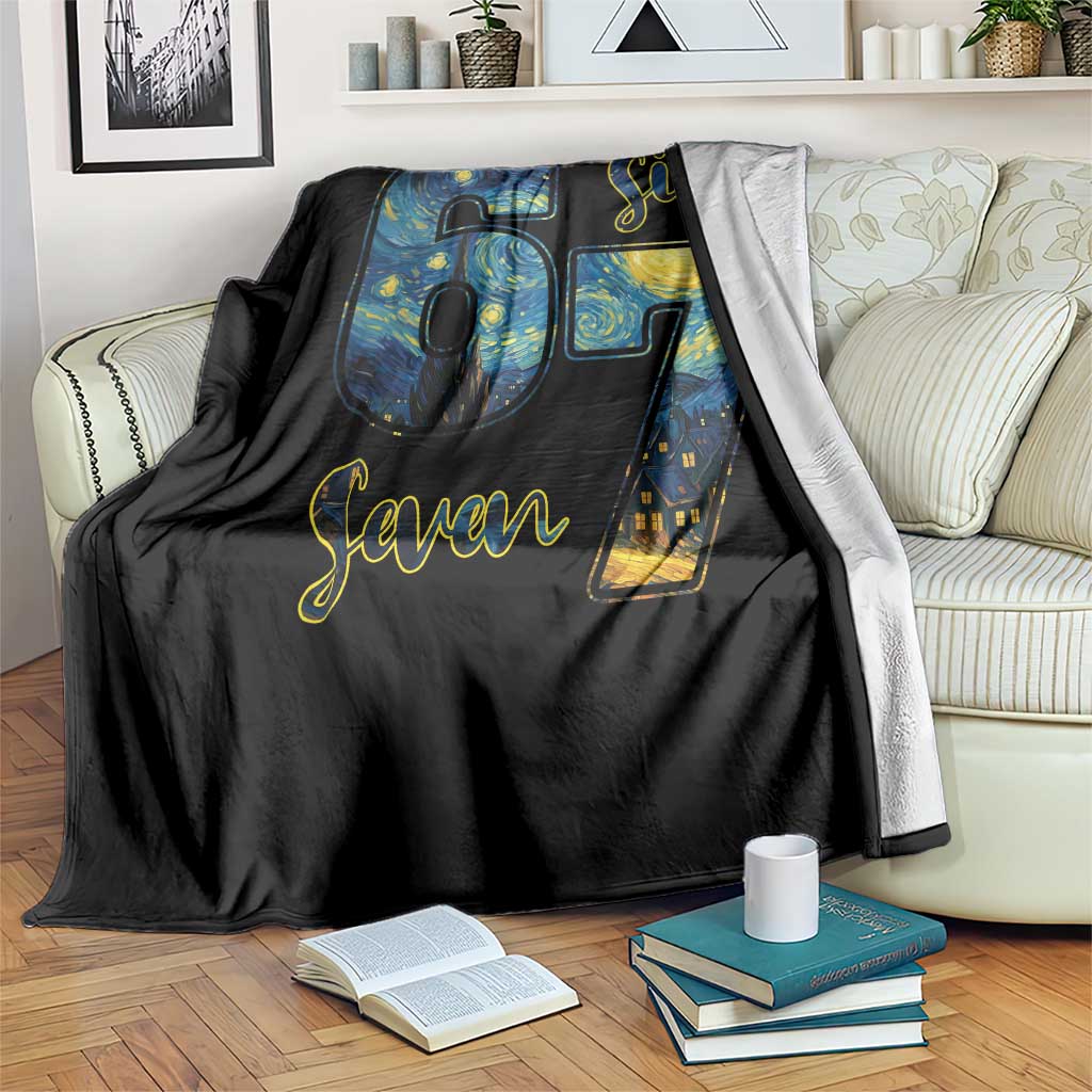 67 Six Seven Meme Throw Blanket Starry Night Van Gogh TS14 Print Your Wear