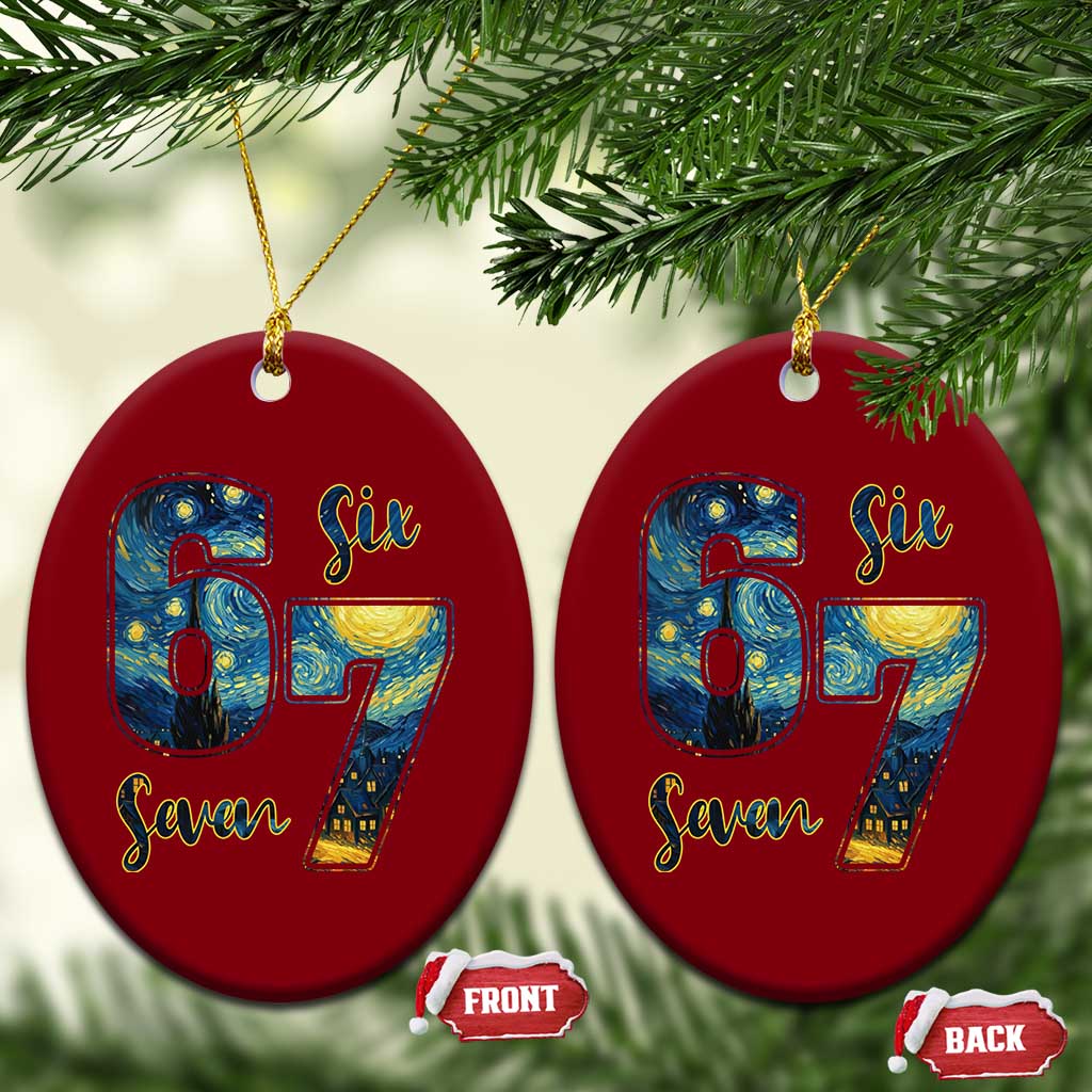 67 Six Seven Meme Ceramic Ornament Starry Night Van Gogh TS14 Print Your Wear
