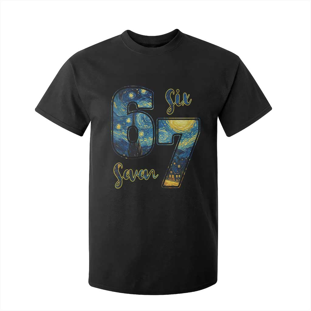 67 Six Seven Meme T Shirt For Kid Starry Night Van Gogh TS14 Black Print Your Wear
