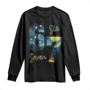 67 Six Seven Meme Long Sleeve Shirt Starry Night Van Gogh TS14 Black Print Your Wear